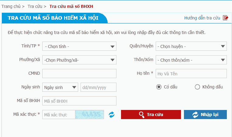 tra cứu mã số BHXH
