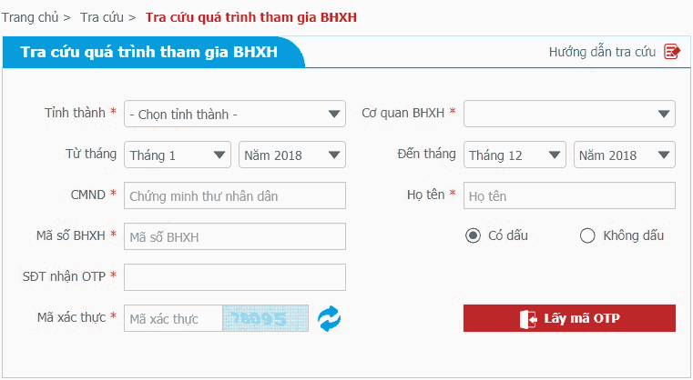 tra cứu quá trình tham gia bhxh